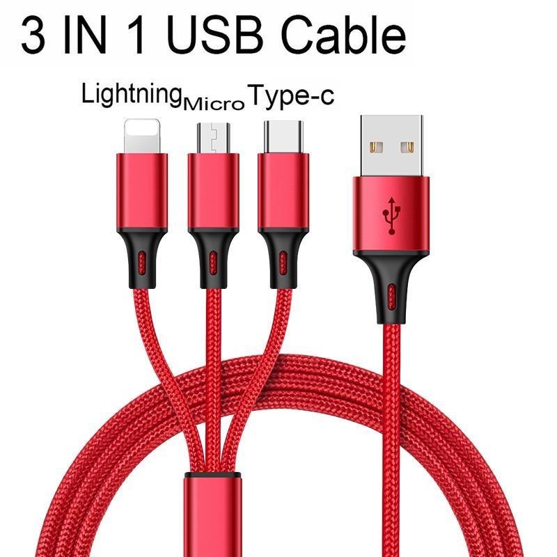 1.25m Fast Charging 3-in-1 Data Cable For Huawei Android Apple Wholesale