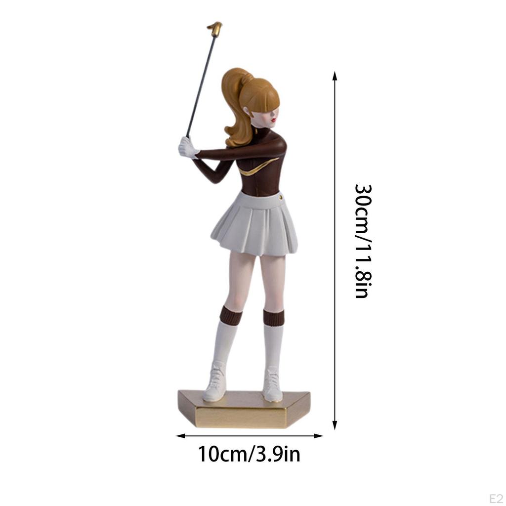 Lady Golfer Statue Decoration Girl Sculpture Figurine for Living Room Bedroom