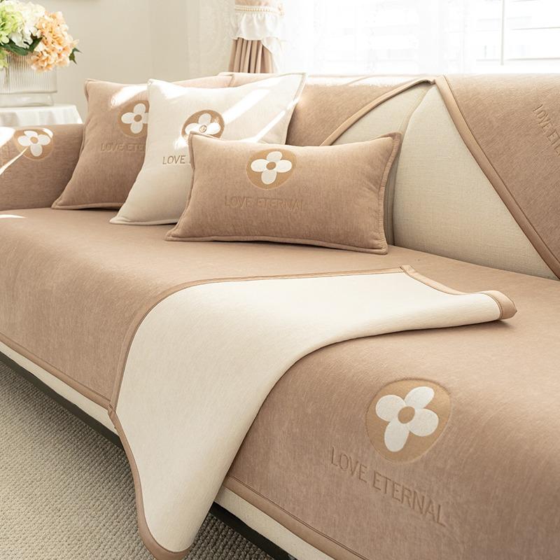 Baby Velvet Sofa Cushion, Universal Anti-slip Cushion for All Seasons, Simple, Modern, Fresh, High-end Sofa Cover, Full Cover Cloth