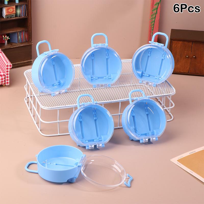 

6 шт. Міні Милий Круглий Пластиковий Чемодан на Коліщатках Модель Лялькового Чемодана Ляльковий Будиночок Скриня Маленький Клатч Прикраси Декор Лялькового Будиночка Іграшки синій