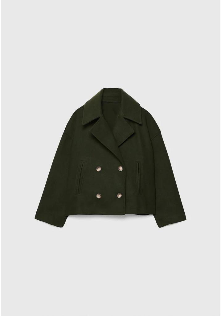 2025 Herbst Damen Europäischer & Amerikanischer Stil Zweireihiger Kurzer Wollmantel