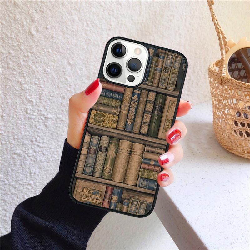 Vintage Book Library Book Shelf Phone Case for iPhone 17 Air 16 15 14 12 13 PLUS 11 PRO MAX Cover Fundas Shell