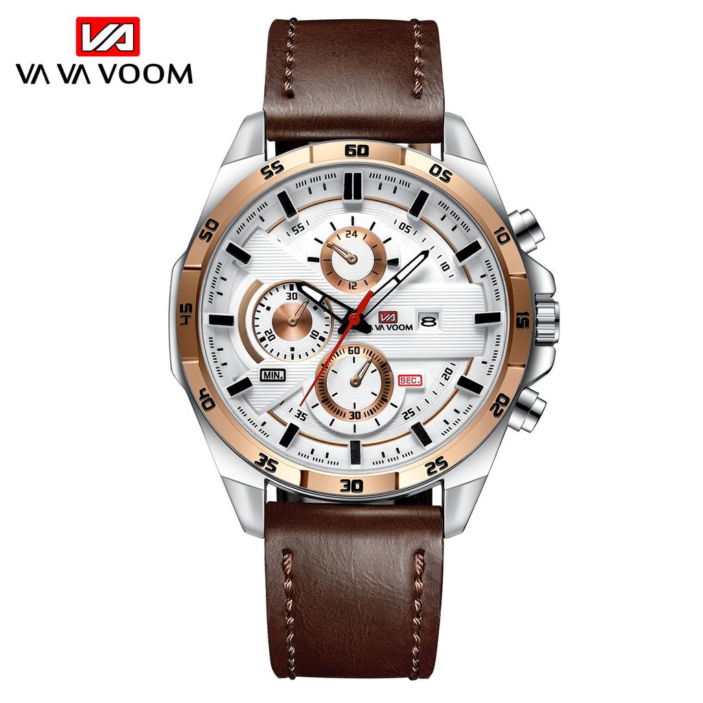 VA VA VOOM Belt Steel Belt Watch, Sports and Leisure Quartz Watch Calendar Men's Watch