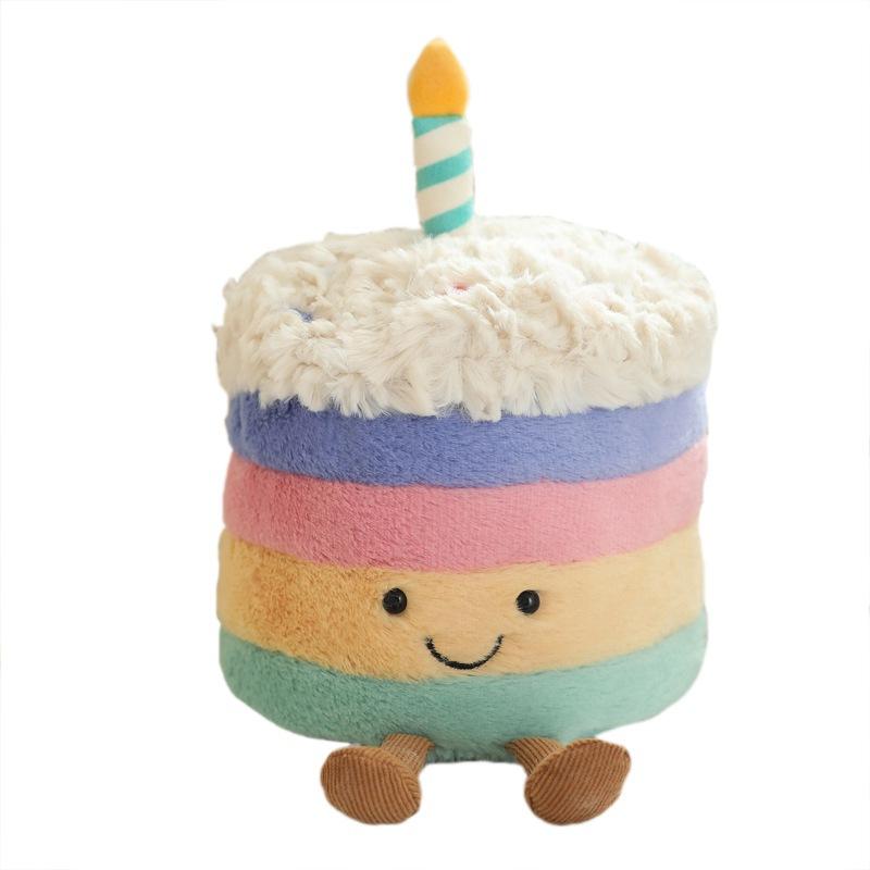 Cute Jc Style Rainbow Cake Plush Doll Happy Birthday Gift Doll Fun Atmosphere Gift