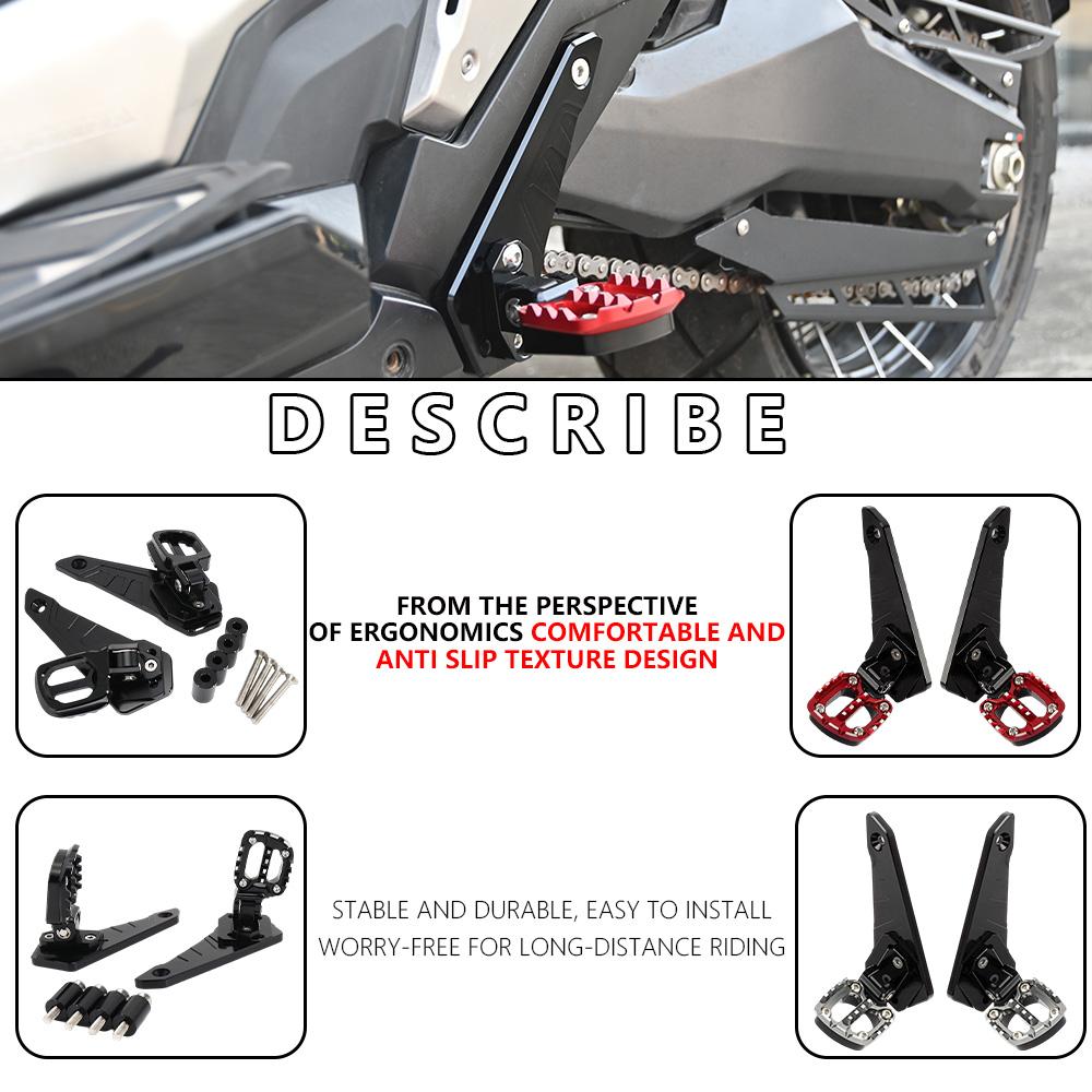 MTKRACING for HONDA XADV 750 2017-2025 Motorcycle Accessories Folding Rear Foot Pegs Passenger Foot Rest Pedal Footrest Footpegs