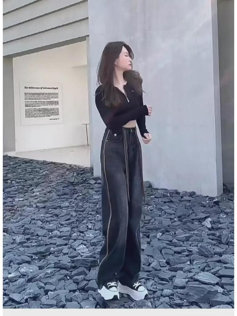 2024 High Waist Wide Leg Jeans for Pear-Shaped Plus Size Women - Slimming and Comfortable Fit for Spring and Autumn