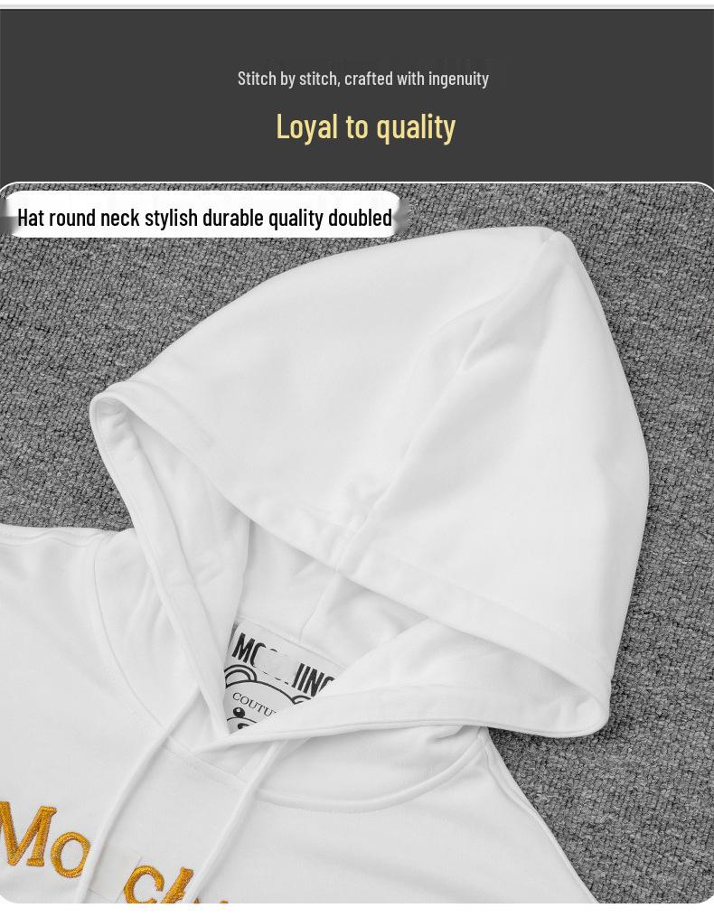 Korrekt Version M+ Mode Unisex Huvtröja, Höst Mellanlång Lös Passform, Avslappnad Bomull, Par-outfit