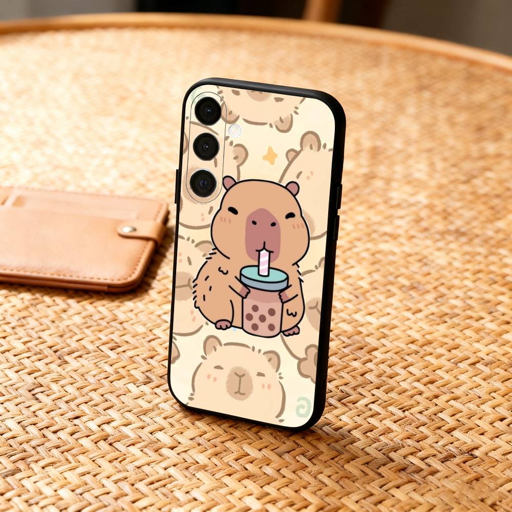 

H-Happy C-Cute Capybara Cartoon Phone Case For Samsung A73,72,71,A52,51,40,41,A22,A32,31,A13, Soft Black Shell Samsung a53 5g
