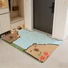 Anime C-capybara Floor Mat Flannel Door Mat Non-Slip Absorbent Washable Indoor Home Rug