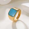 European and American New Retro Men's Turquoise Titanium Steel Ring Trendy Titanium Steel Jewelry