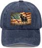 Angus Rind Amerikanische Flagge Denim Kappe Used Denim Gewaschen Verstellbar Outdoor Freizeit Hut für Erwachsene