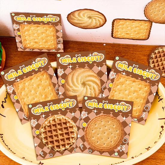 4Pcs Biscuit-Shaped Memo Pads Set Creative Food Design Self-Adhesive Sticky Notepads for Students Office Party Learning Marking And Message Small Gift