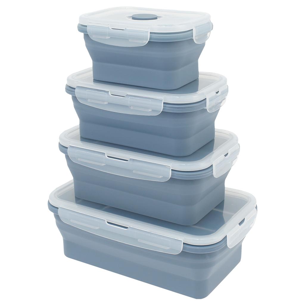 4Pcs Silicone Food Storage Container Temperature Resistant Lunch Meal Prep Container Microwave Safe Food Box Collapsible