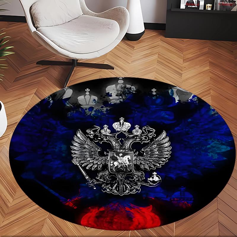 Russian Double Headed Eagle (14) Round Office Rug Decorative Floor Rug for Office Bedroom Living Room and Home Space