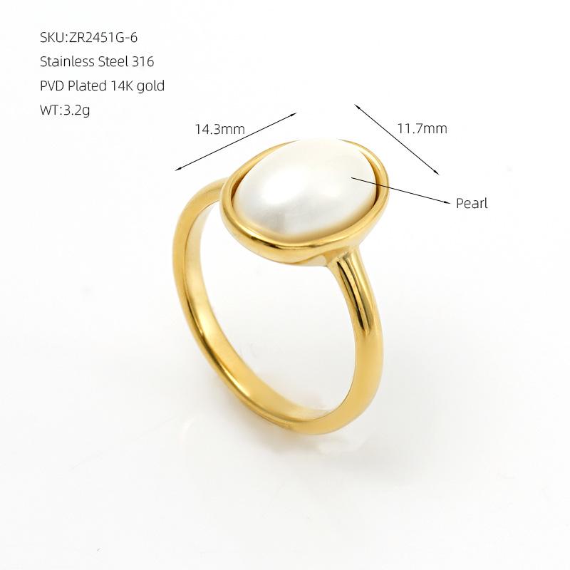 European Retro Pearl Beaded Gold Ring - Elegant Women's Thin Band