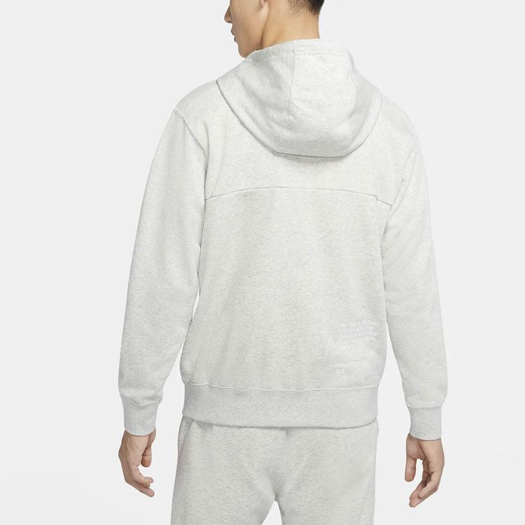 Nike Embroidered Logo Zip-Up Hooded Jacket Men Outerwear Heather-Gray CU3927-050