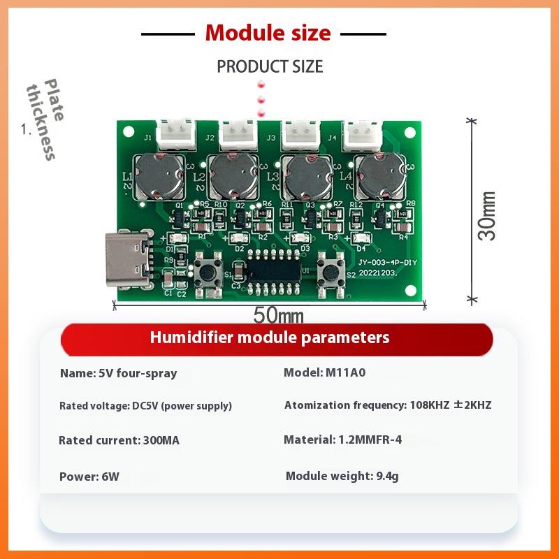 Four Spray Humidifier Type-C Usb Mini Humidifier Diy Kits Mist Maker And Driver Circuit Board Atomizer Sheet With Stand