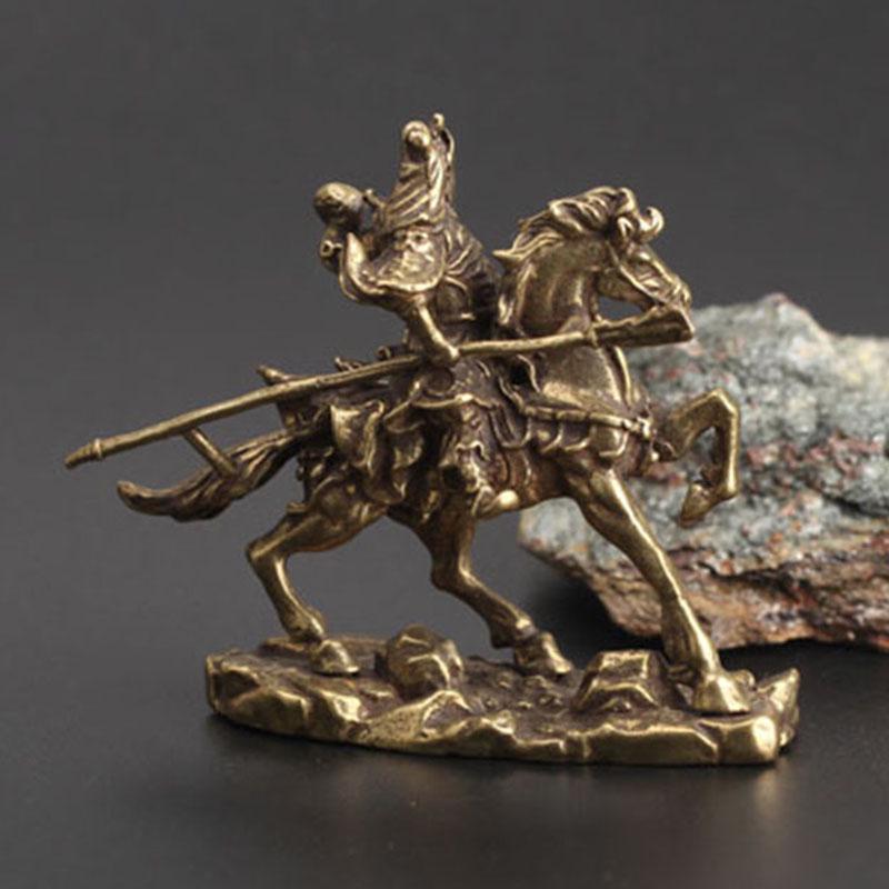 Home and Office Desk Ornament Chinese Copper Guan Gong Statue Featuring Fine Handmade Details and Solid Copper