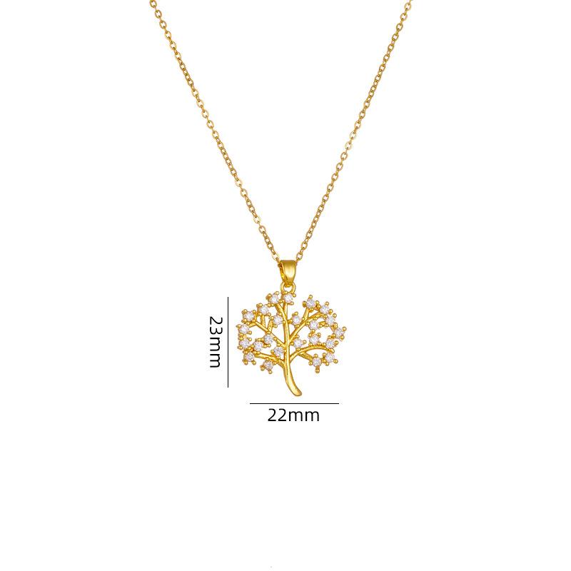

Stainless Steel Chain Classic Tree of Life Pendant Necklace for Women Lady Vintage Colorful Zircon Tree Jewelry Accessories Gift