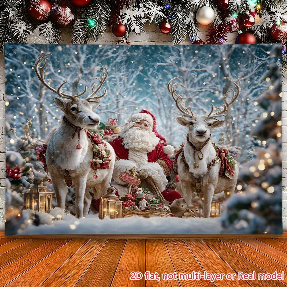 1Pcs Santa Reindeer Christmas Eve Sky Decoration Background Xmas Backdrop Decorations For Photo Studio Photo Booth Party