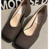 New Women's Shallow Women Low Heels Shoes Brand Trend Elegant Square Toe Pumps Chunky Leather Mature Office Dress Zapatos Mujer