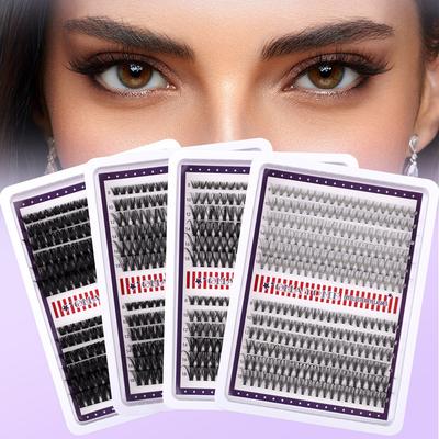 240 Clusters D Song Natural Thick Single Cluster False Eyelashes 8-18Mmdiy Segmented Multi-Haired Eyelashes