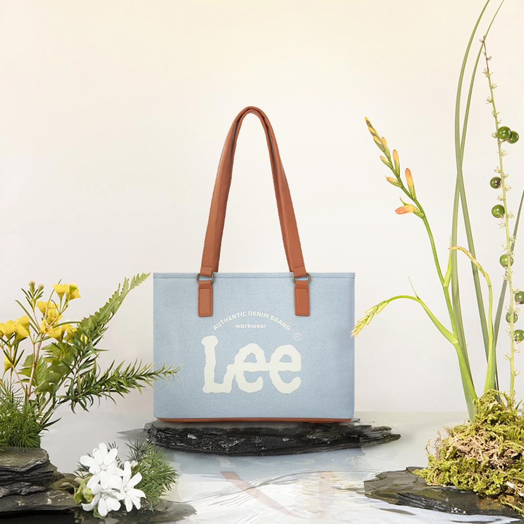 New Lee Leather Tote Bag, Shopping Bag, Shoulder Bag Regular Women's Dark Blue/Light Blue LE250115M