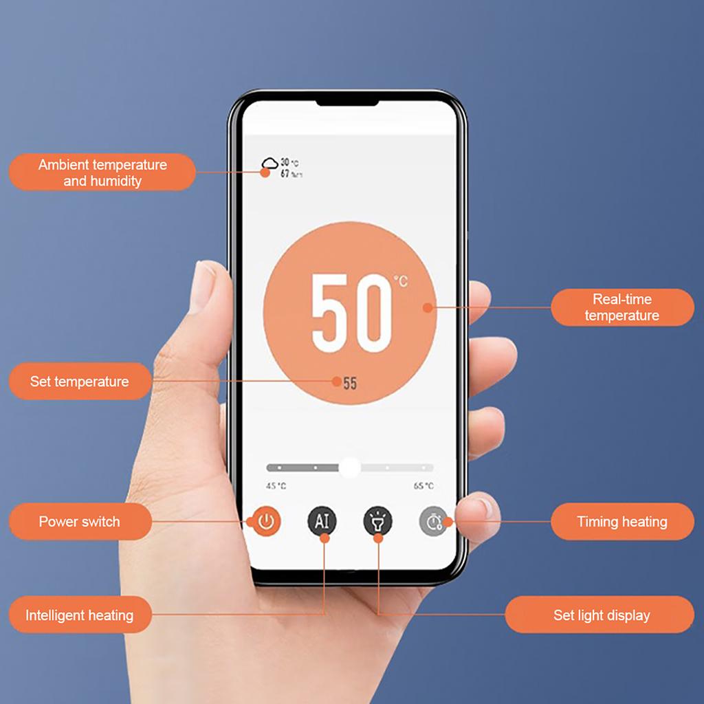 Smart Towel Warmer Heated Towel Rack WiFi APP Control 50W Low Power AI Timer Fast Heating 45 65 Degrees C Adjustable