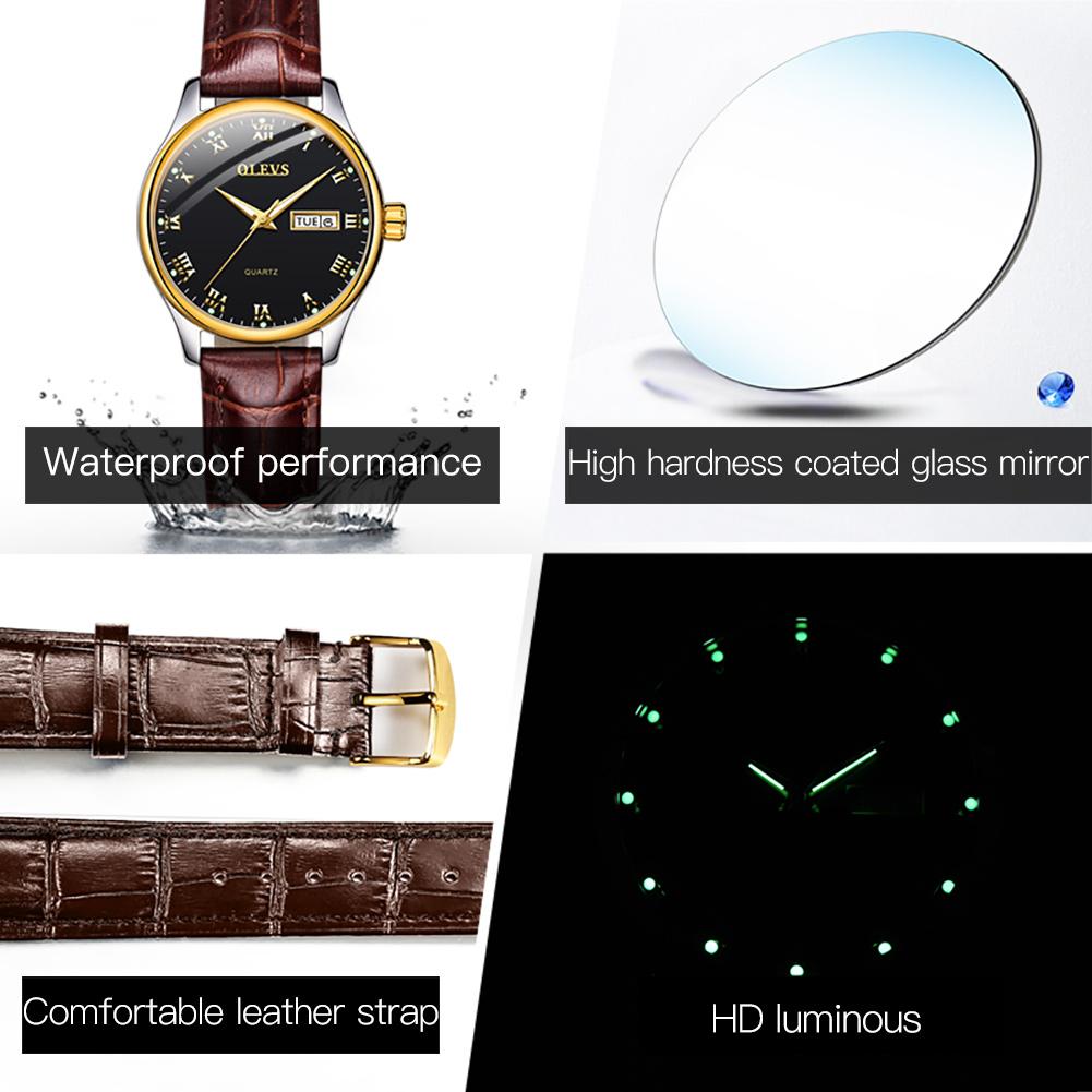 OLEVS Brand Watch Waterproof Couple Watch Night Light Dual Calendar Men's and Women's Watch 6658