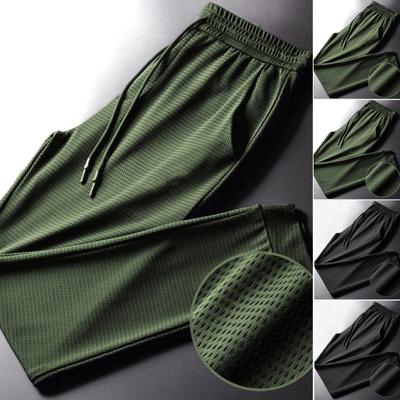 Heren Mesh Joggingbroek Sneldrogend Dun Lichtgewicht Jogging Sportbroek Trekkoord Elastische Taille Enkelband Effen Kleur Gym Werkbroek