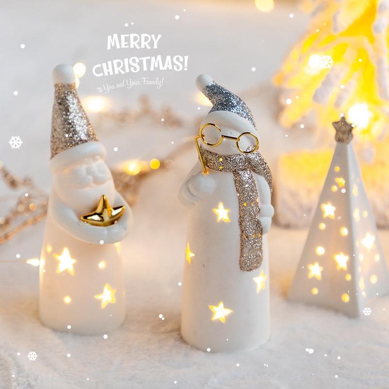 Christmas decoration Children's Christmas luminous lights Ornaments Home desktop ornaments Ceramic Christmas gifts