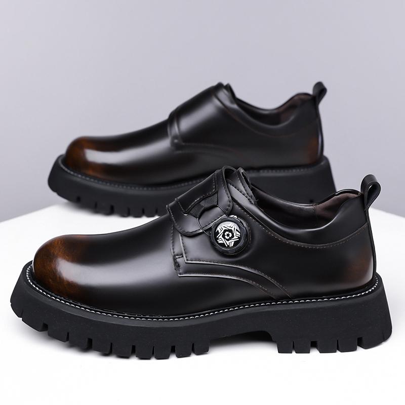 

Leather Lace-Up Walking Shoes Comfortable Men s Handmade Loafers Fashion Casual Shoes Men Trendy Slip-On Thick Sole Footwear 38 коричневий