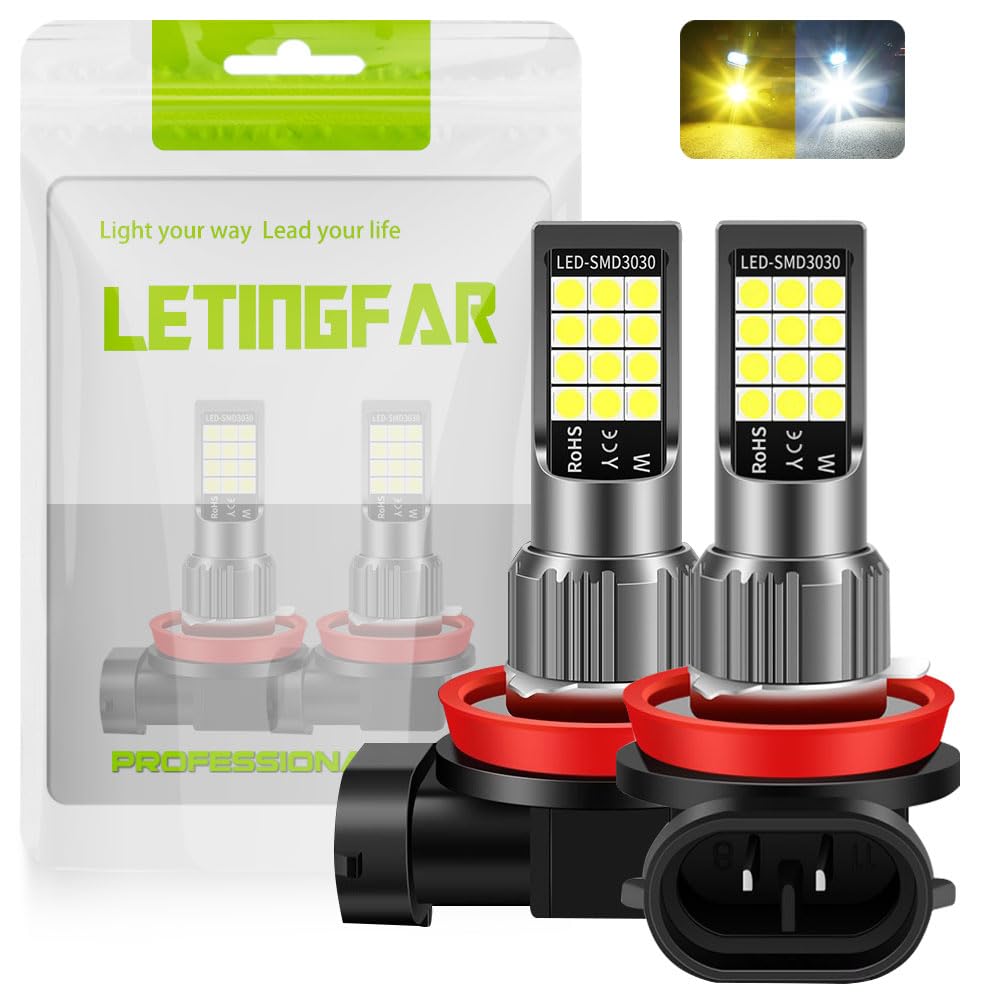 

H11 LED Fog Lamp, 2 Color Switching, H16 LED, High Brightness, 3030 Chip, White/Yellow, жёлтый