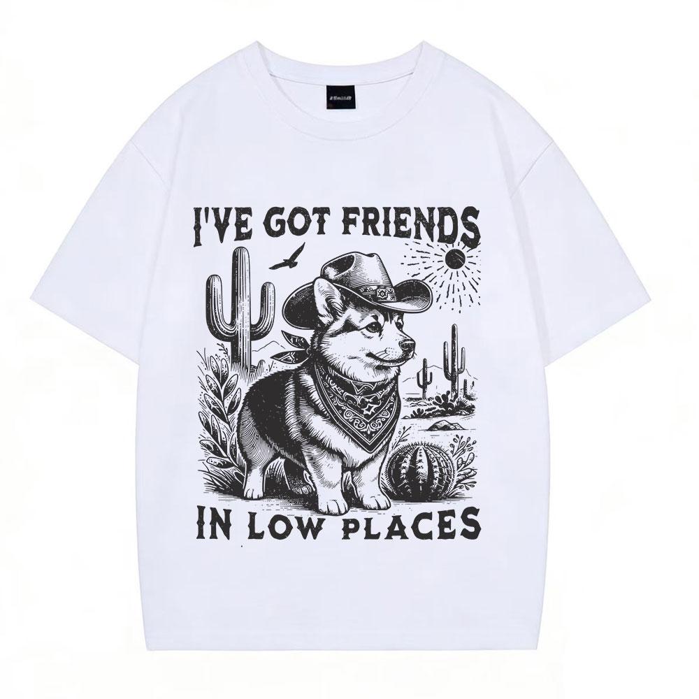 

Ive Got Friends In Low Places Funny Corgi Meme Tshirt Men Women Fashiona Cotton Tshirts Shortsleeved Loose Casual Tshirts - M... S разноцветный