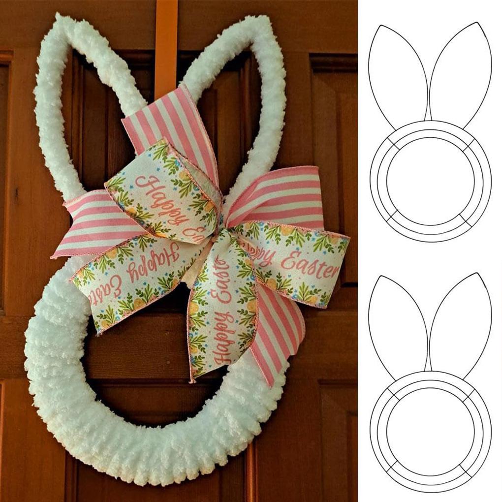 2 Stück Kaninchen Drahtkranz Personalisierter Oster-Blumen-Spiralkranz 2er Pack/Los Hase Und Außenbereich 2 Stück/Set Metall Und Dekoration