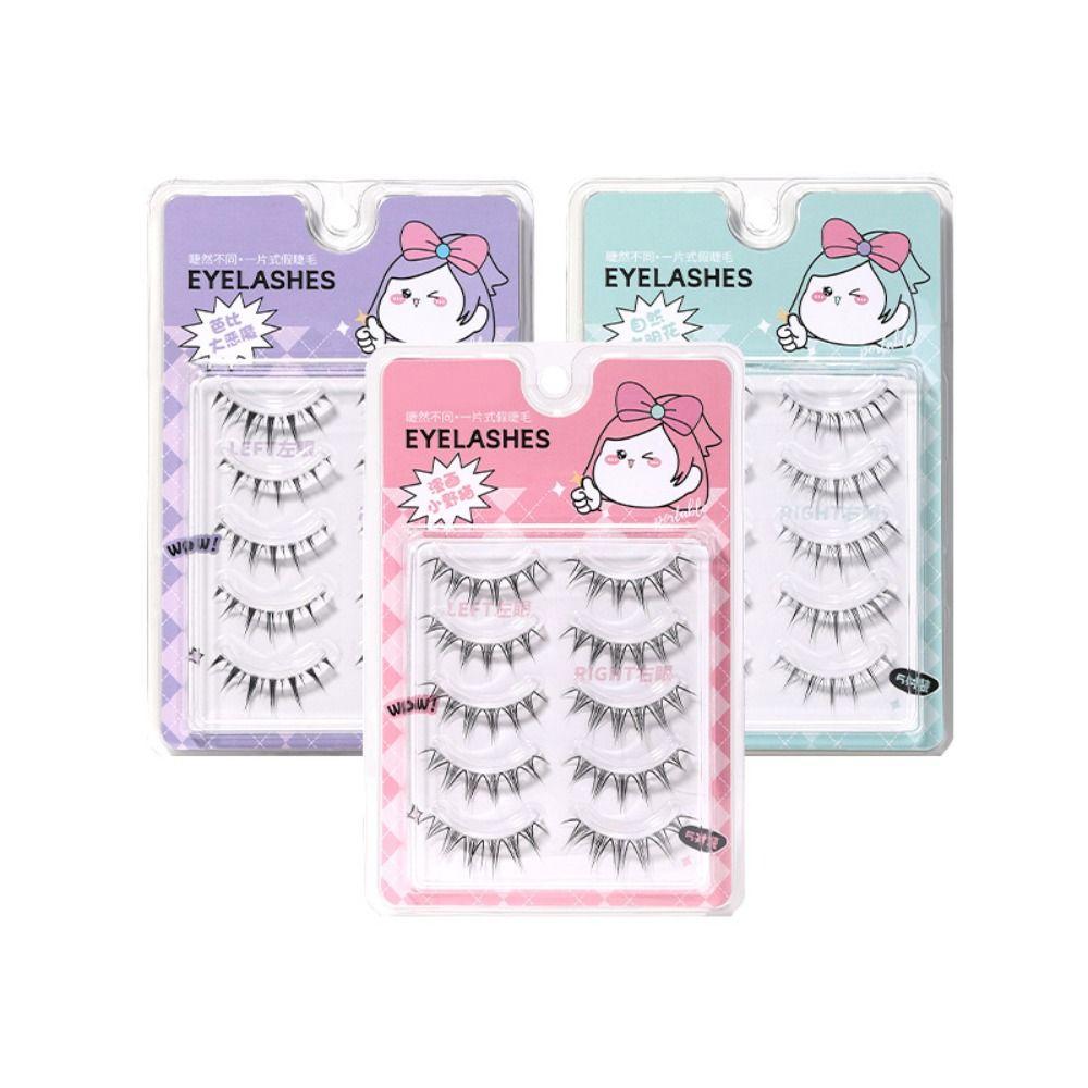 5Pair Fishtail Full Strip Lashes DIY Eyelashes Extension Comic Style Grafting Eyelashes  School