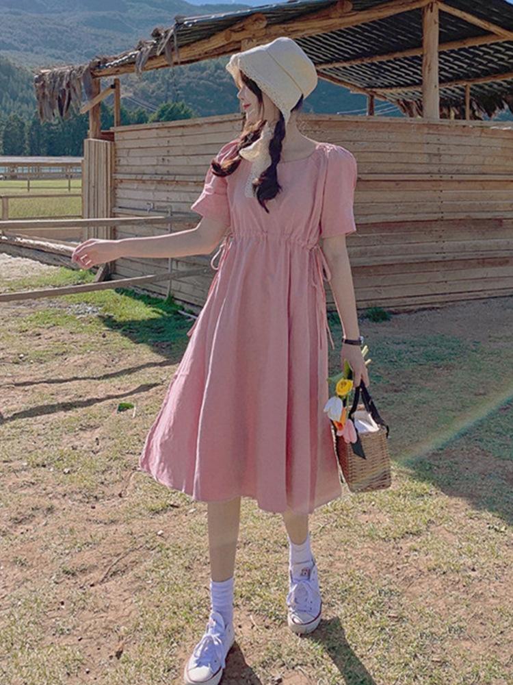 Very fairy French niche Platycodon skirt women's new fresh Korean version student slimming dress literary women summer