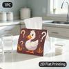 1pc Tissue Box, Cartoon Style Curious Duck Playful Mood Pattern, 2D Flat Printing, Multi-Purpose, Portable, Tissue Dispenser, for Kitchen Counters