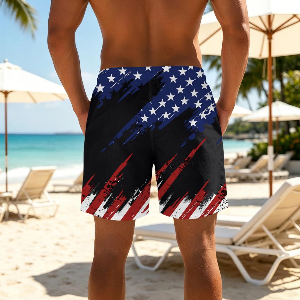 Men’s Printed Casual Athletic Shorts with Adjustable Drawstring Waist Relaxed Fit Lightweight Shorts for Daily Wear and Sports Activities
