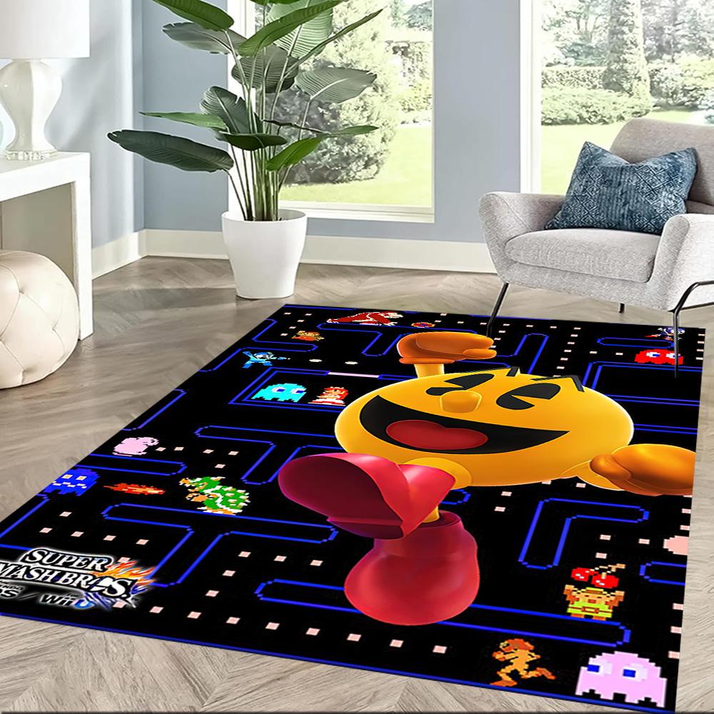 Pac-man Adventure Square rugs are a great choice for living rooms, bedrooms, home décor, and as gifts.