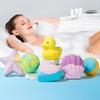 6 Stück/Set Salz-Badebomben Meeresstern Muschel Herzente Ente Ätherische Öle Sprudelnde Kugeln Feuchtigkeitsspendend für trockene Haut Duschball Spa Geburtstagsgeschenk für