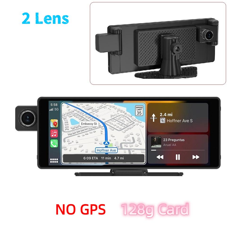 3-lens Dashcam, 10.26" HD Wireless CarPlay Car Navigation GPS.