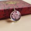 Preserved Baby's Breath Dried Flower Glass Pendant - Multicolor Round Single Charm for Necklace Jewelry