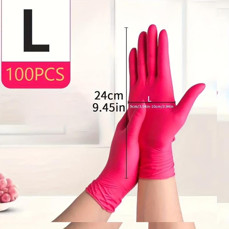 30/50/100pcs Deep Pink Disposable Nitrile Gloves, Latex Free & Dust-free, S/M/L Sizes, for Home Cleaning, Pet Care, Hair Dyeing & Kitchen Use