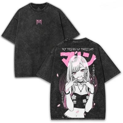 T-shirt Manga My Dress Up Darling Hommes Femmes Vêtements Kitagawa Marin Graphique Manches Courtes T-shirts Hauts T-shirt en Coton Lavé Vintage