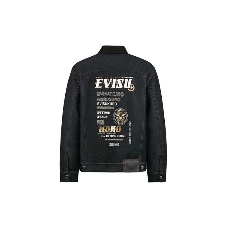 Evisu Hannya Demon Head Logo Printed Denim Jacket Men jackets Black 2EAGNM0JK757FF