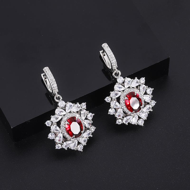 Popular simulation jewelry imitation blood pigeon red treasure stud earrings necklace fashion women