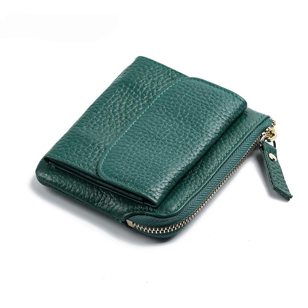 Echtes Leder Damen Mini Geldbörse Damen Kurze Geldbörsen und Portemonnaies Reißverschluss Leder Münzbeutel Schlüsselanhänger Münzen Tasche
