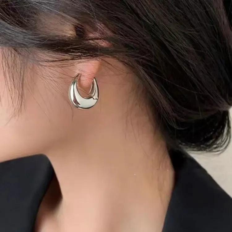 Fashion Metal Round Circle Hoop Earrings for Women Vintage Gold Plated Chunky Drop Earring Prevent Allergy Jewelry Party Gifts