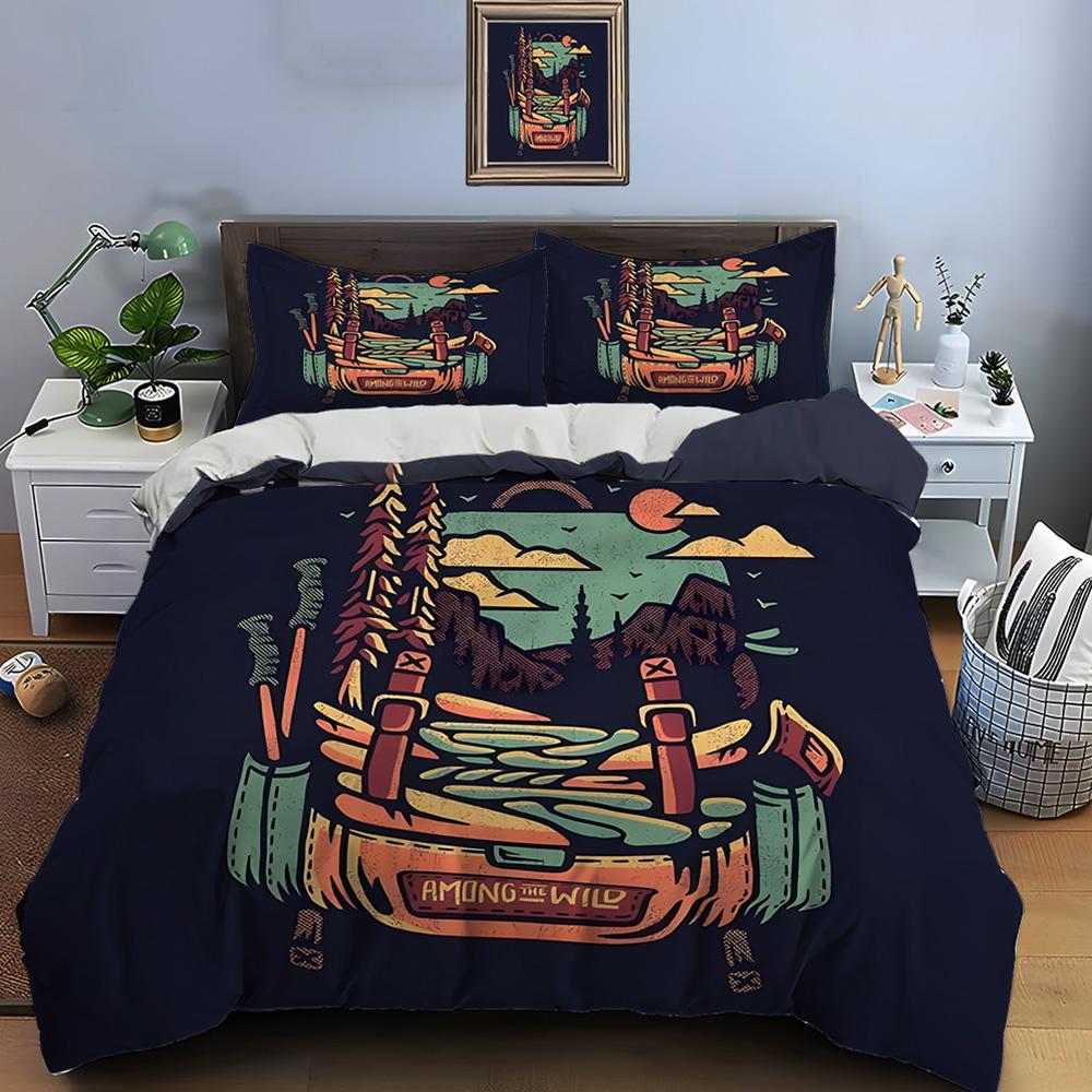 Outdoor camping enthusiasts Print Bedding Set Duvet Cover 1 Duvet Cover 2 Pillowcases Adult and Children Bedding Set Luxury Gift